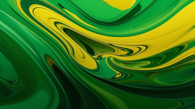 Abstract background with fluid colors in green and yellow Generative AI