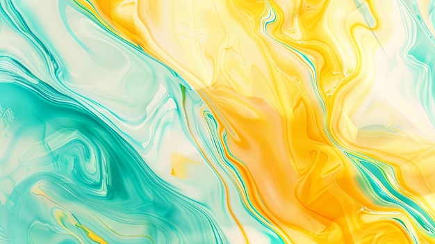 Abstract background with fluid colors in yellow and turquoise