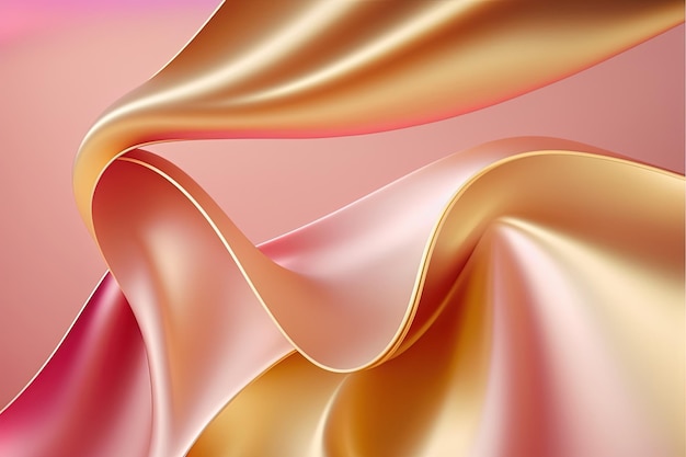 Abstract background with geometric shapes pink red and gold colors 3D