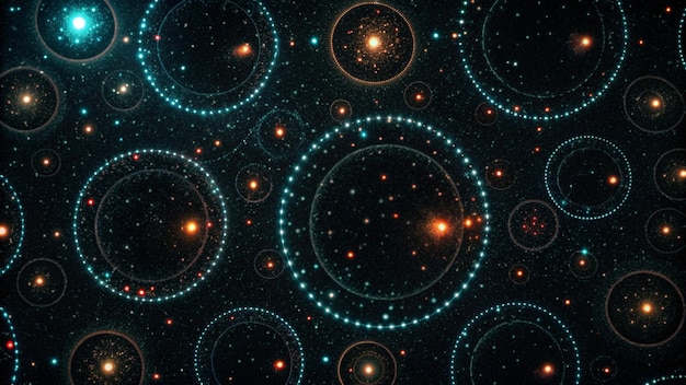 Photo abstract background with glowing circles and stars