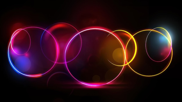 Photo abstract background with glowing neon circles