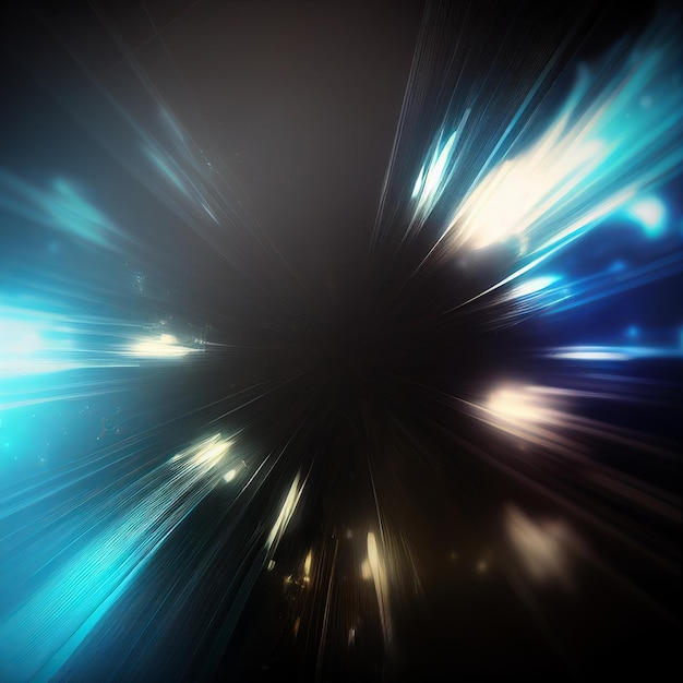 Abstract background with glowing rays on black background Generative AI