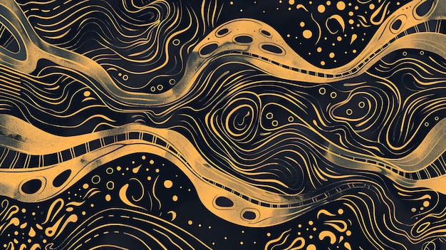 Photo abstract background with gold and black swirling patterns