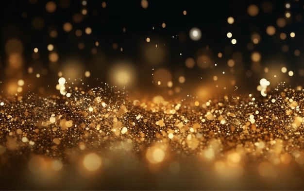 Abstract background with gold bokeh effect sparkling magical dust particles magic