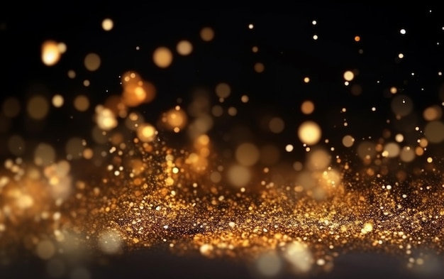 Abstract background with gold bokeh effect sparkling magical dust particles magic