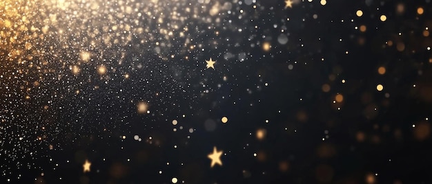 Photo abstract background with gold glitter and stars