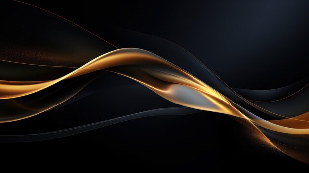 Abstract background with golden and black wavy lines illustration Generative AI