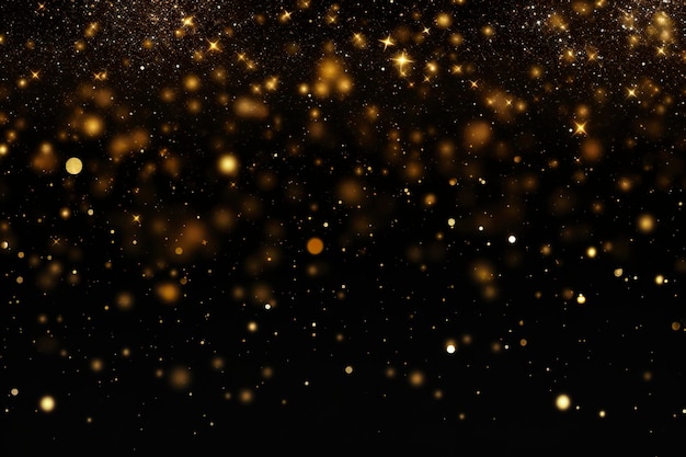 Abstract background with golden glitter effects on black background