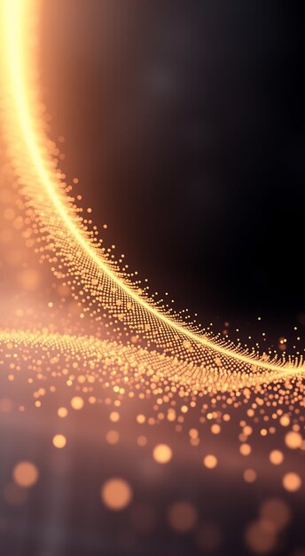 Abstract background with golden lights bokeh effect and blur on dark background