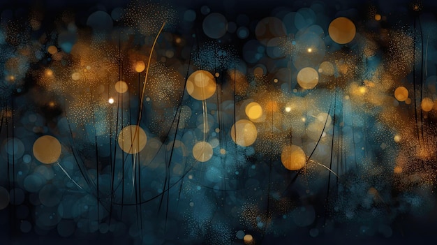 Abstract background with golden lights and particles