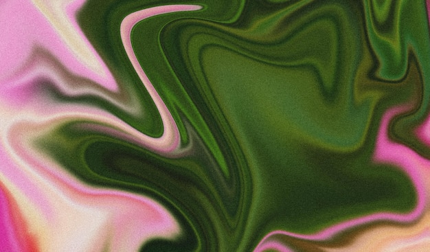 Abstract background with a grainy texture and green and pink liquid effects