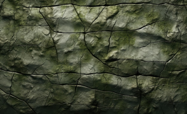 Abstract background with green texture and cracks in the stone wall