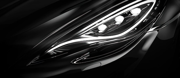 Abstract background with Illustration of a luxury sports car the gleam of car headlights that reflect the latest technology