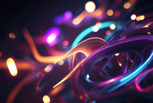 Abstract background with light trails and glowing light