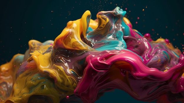 abstract background with multicolored paint splashes on a black background