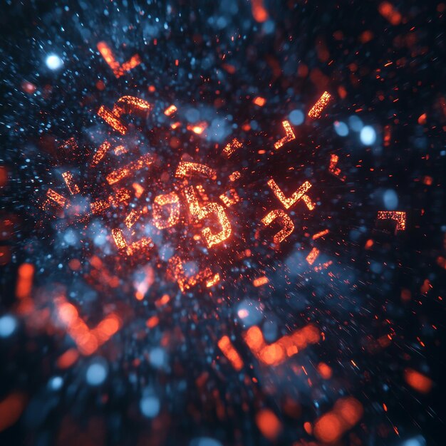 Photo abstract background with neon glowing particles big data visualization 3d rendering