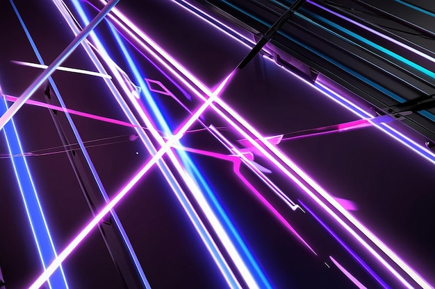 Photo abstract background with neon light and laser rays