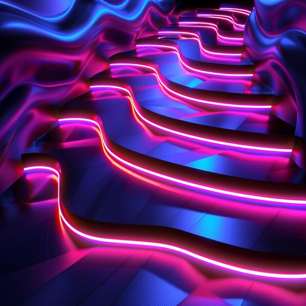 Photo abstract background with neon lights 3d illustration