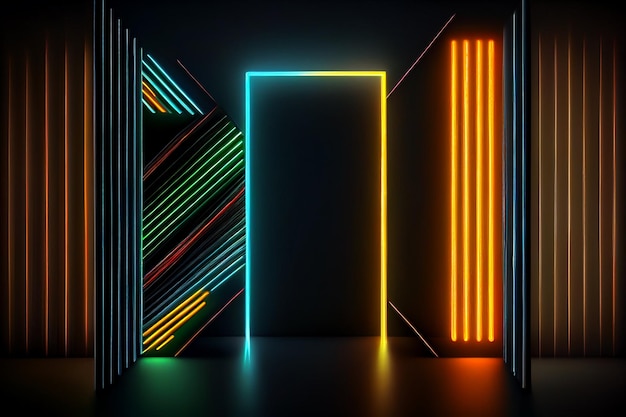 Abstract background with neon lines Generative AI