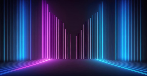 Abstract background with neon lines laser show