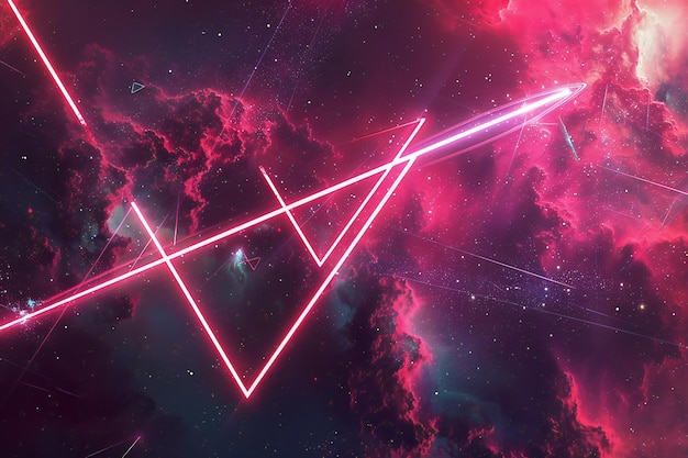 Abstract background with neon triangles and nebula render illustration