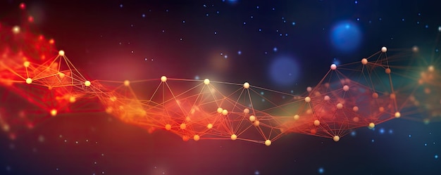 Abstract background with a network of interconnected dots and lines panorama