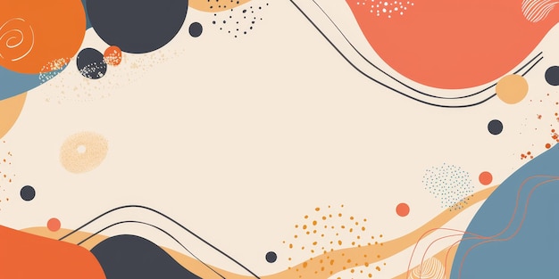 Abstract Background with Organic Shapes and Dots A background with various organic shapes in peach orange blue and black scattered with dots of varying colors