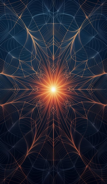 abstract background with a pattern of interconnected lines and a central star