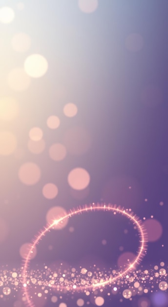 Photo abstract background with a pink glowing circle and bokeh lights