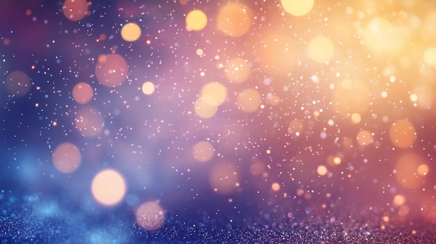 Photo abstract background with purple gold and glitter