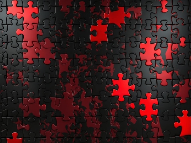 Abstract background with a puzzle pattern with black and neon red Suitable for background