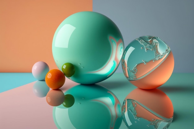 Abstract background with realistic glass spheres Generative AI