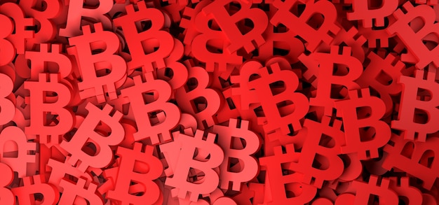 Abstract background with red bitcoin money symbol3D illustration