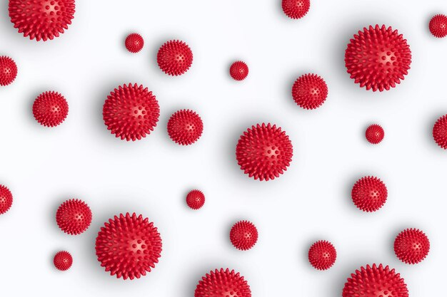 Abstract background with red boubles on white