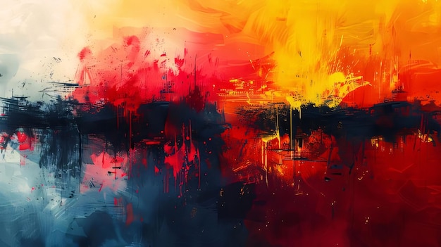 Abstract background with red orange and blue watercolor splashes