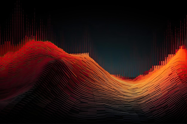 Abstract background with red and orange waves illustration for your design Abstract background of data visualization AI Generated