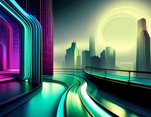 Abstract background with a retrofuturistic theme and neon colors