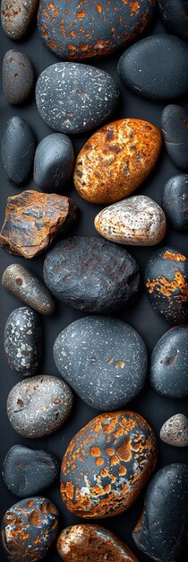 Photo abstract background with round pebble stones in vintage style