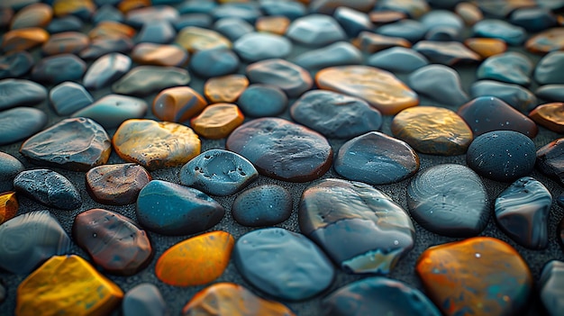 Photo abstract background with round pebble stones in vintage style