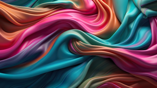 Abstract background with rubber or silicone sheet texture with flowing folds Colorful swirled plastic with soft pleats modern wallpaper Horizontal illustration for banner design Generative AI