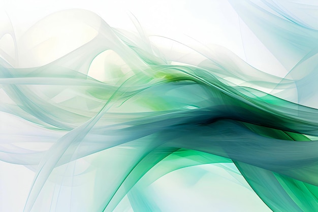 Abstract background with smooth curved lines layered translucency Light green and blue decorative background