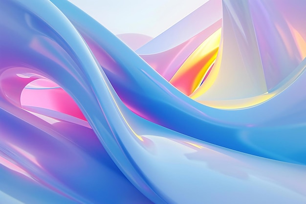 Abstract background with smooth lines in blue pink and yellow colors