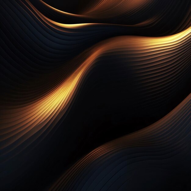 abstract background with smooth wavy lines in black and gold colors