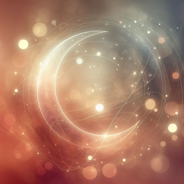 Abstract Background with Soft Bokeh Lights and Subtle Crescent Moon Shapes in Warm Hues