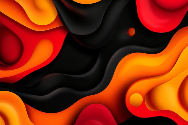 Photo an abstract background with swirling fluid shapes in shades of orange black and red the desi