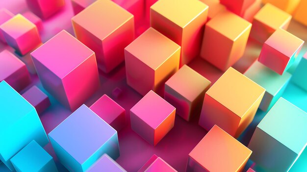 Photo abstract background with vibrant colorful cubes