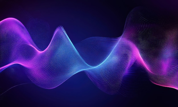 Photo abstract background with vibrant sound waves in blue and pink hues representing concepts of technology music and digital innovation