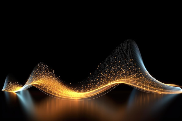 Abstract background with a wave of gold and orange lights