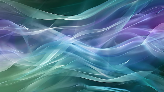 Abstract background with wavy lines in blue purple and green colors