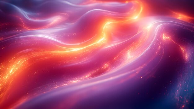 Abstract Background with Wavy Lines and Glowing Particles Digital Art